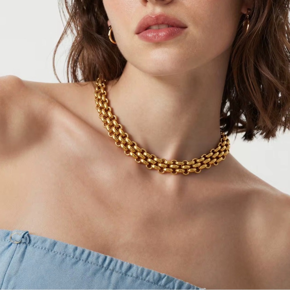 New 18k vermeil toggle Elegant Gold Chain Necklace chunky